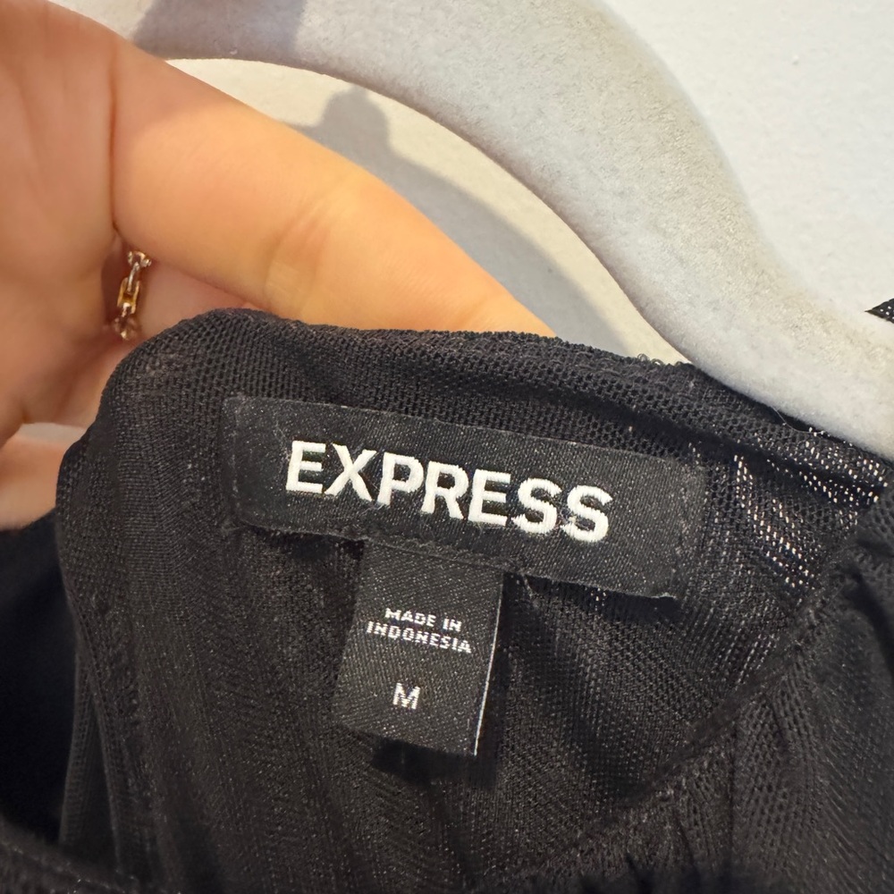 Express Black Ruched Ruffled Blouse - Picture 3 of 3